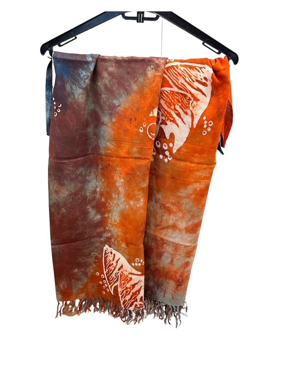 Hand-Dyed Orange & Teal Tie-Dye wrap with Shell Print
